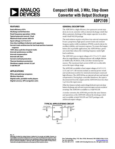 ANALOG DEVICES ADP2109handbookRev A - cover page
