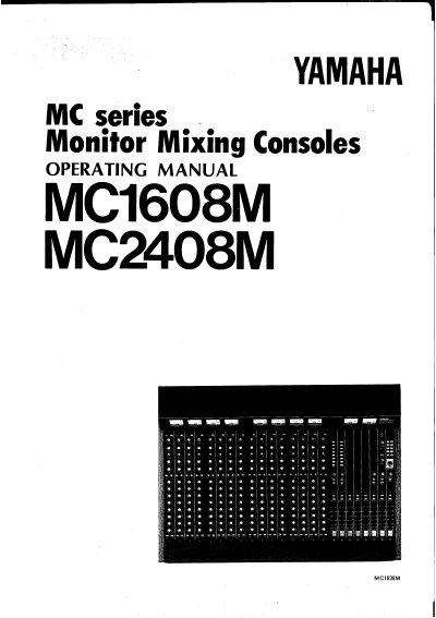 Yamaha MC1608M/MC2408M Monitor Mixing Console Operating Manual - cover page
