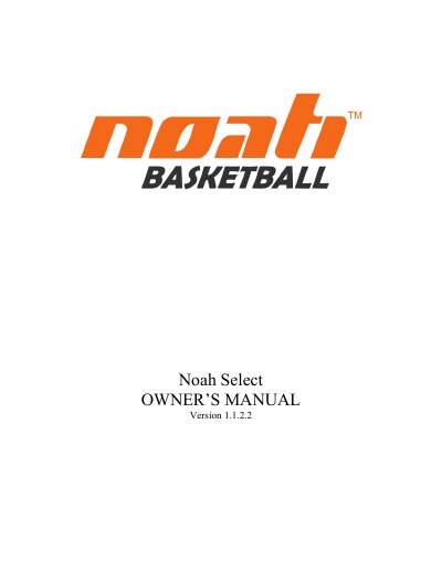 Noah Select Owner's Manual - cover page
