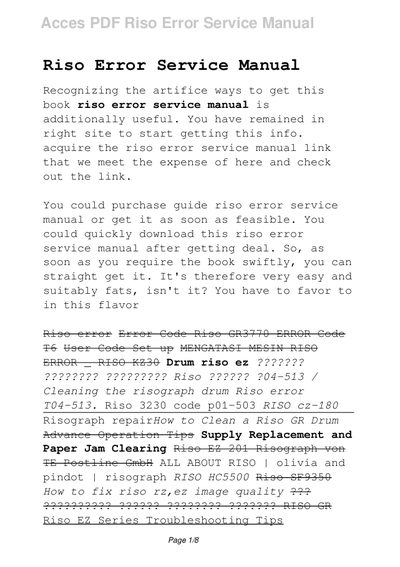 Riso Service Manual – Error Codes and Troubleshooting - cover page