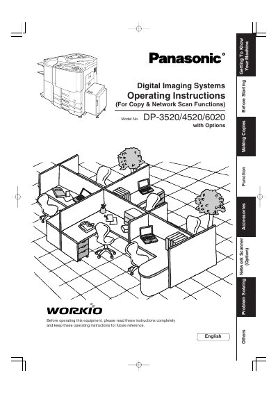 Panasonic DP-3520/4520/6020 Digital Imaging Systems Operating Instructions - cover page