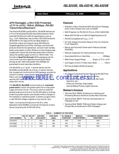 Intersil ISL3232E, ISL4221E, ISL4223E Datasheet - cover page