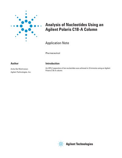 Agilent Polaris C18-A Column Application Note for Nucleotide Analysis - cover page