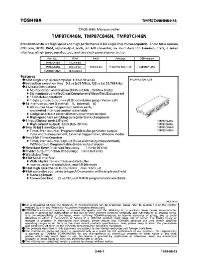 Toshiba TMP87C446N / TMP87C846N / TMP87CH46N Handbook - cover page