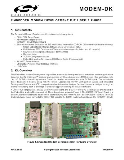 Silicon Laboratories Modem-DK Embedded Modem Development Kit User Guide - cover page