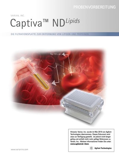 Agilent Captiva ND Lipid Removal Filtration Plate Product Leaflet - cover page