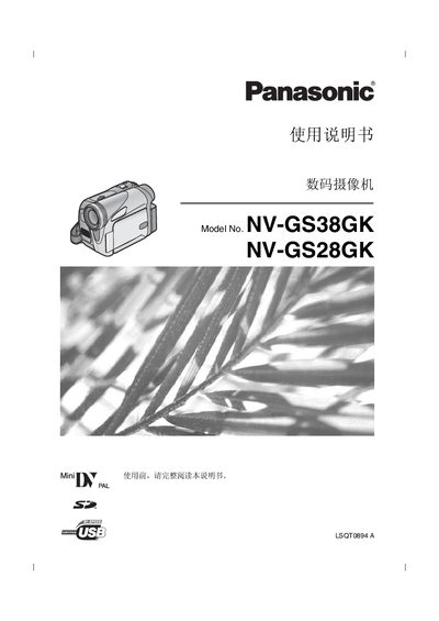 Panasonic NV-GS38GK / NV-GS28GK Digital Camcorder User Manual