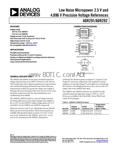 Analog Devices ADR291/ADR292 Voltage Reference Handbook - cover page