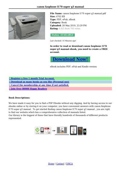 Canon FAXPHONE L170 Super G3 User Manual - cover page