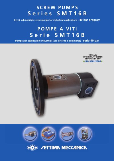 Settima SMT16B Series Screw Pump Product Leaflet - cover page