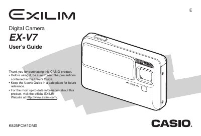Casio EX-V7 Digital Camera User's Guide - cover page