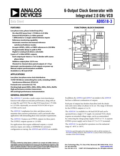 Analog Devices AD9518-3 Data Sheet