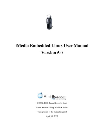 Ituner iMedia Embedded Linux User Manual - cover page