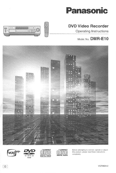 Panasonic DMR-E10 DVD Video Recorder Operating Instructions
