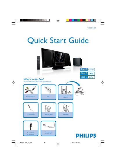 Philips MCD289 Quick Start Guide - cover page