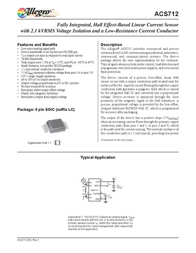 Allegro ACS712 Current Sensor Datasheet - cover page