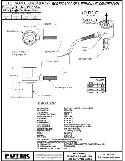 FUTEK LCB200 (L1652) Sensor Manual - cover page