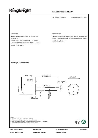 KINGBRIGHT DSAD3603 Manual - cover page