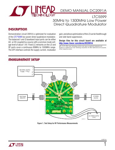 Linear Technology DC2091A Demonstration Manual - cover page