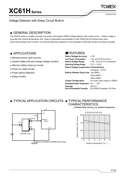 Torex XC61H Series Voltage Detector Datasheet - cover page