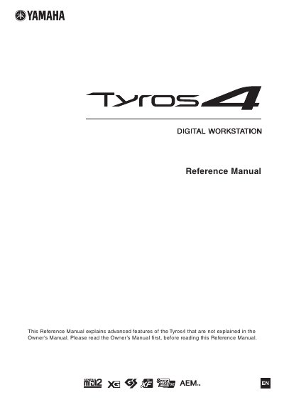 Yamaha Tyros4 Digital Workstation Reference Manual