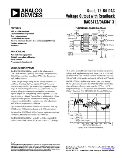 Analog Devices DAC8412/DAC8413 Datasheet - cover page