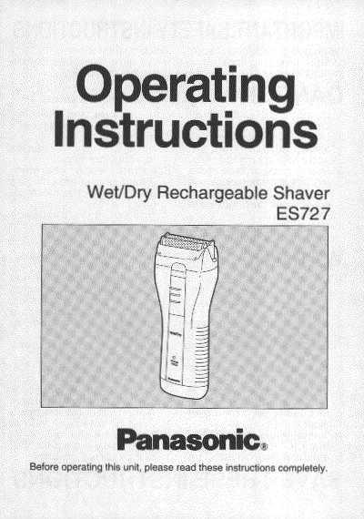 Panasonic ES727 Wet/Dry Rechargeable Shaver Operating Instructions - cover page