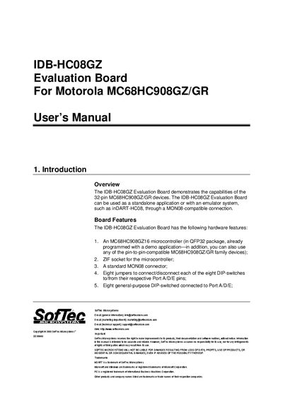 SOFTEC MICROSYSTEMS - Copyright 2003 SofTec Microsystems DC00605 SofTec Microsystems handbook - cover page