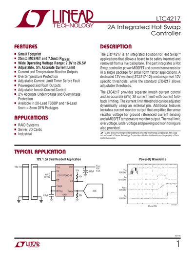Linear Technology LTC4217 Datasheet - cover page