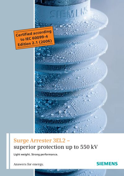 SIEMENS Surge Arrester 3EL2 superior protection up to 550 kV Manual - cover page