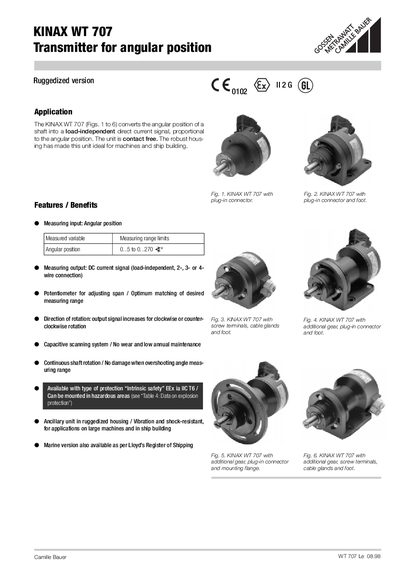 KINAX WT 707 Angular Position Transmitter Product Leaflet