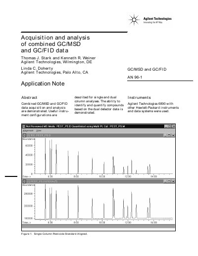 Agilent 6890 GC Combined GC/MSD and GC/FID Data Acquisition and Analysis Application Note - cover page