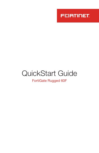 Fortinet FortiGate Rugged 60F QuickStart Guide - cover page