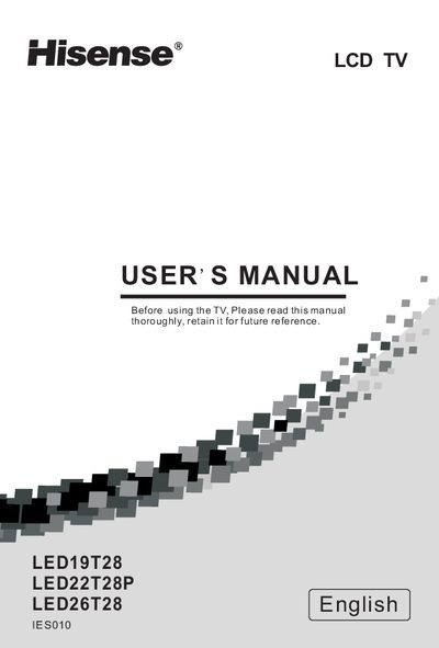Hisense LED19T28 TV User Manual - cover page