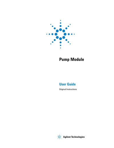 Agilent Technologies Pump Module User Guide 2.0 - cover page