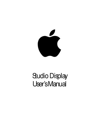Apple Studio Display User's Manual - cover page