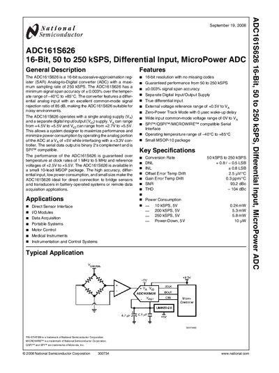National Semiconductor ADC161S626 Datasheet - cover page