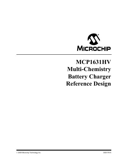Microchip MCP1631HV Multi-Chemistry Battery Charger Reference Design - cover page