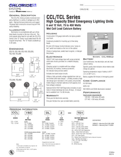 Chloride CCL/TCL Series Emergency Lighting Units Handbook - cover page