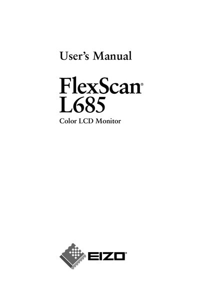 EIZO FlexScan L685 Color LCD Monitor User Manual - cover page