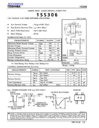 TOSHIBA 1SS306 handbook - cover page
