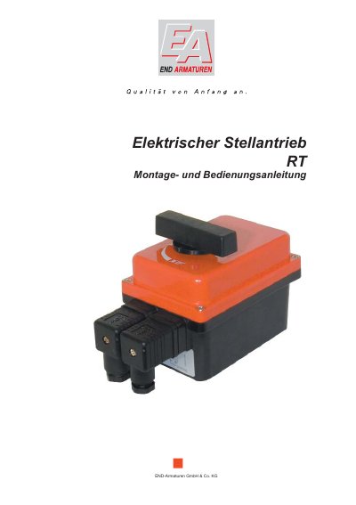END-Armaturen RT Electric Actuator Installation and Operating Manual - cover page