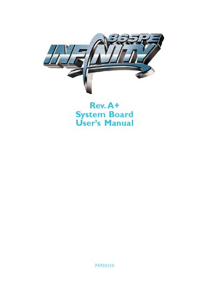 Infinity 865PE System Board User Manual - cover page