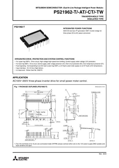 MITSUBISHI PS21962-T/-AT/-CT/-TW Manual