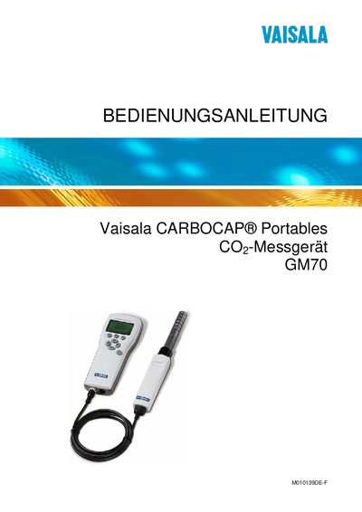 Vaisala GM70 Portable CO2 Meter User Manual