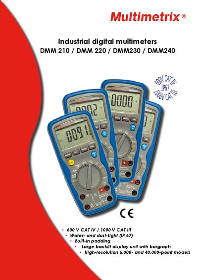 Multimetrix DMM210/DMM220/DMM230/DMM240 Product Leaflet - cover page