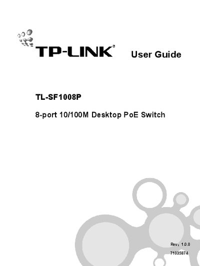 TP-LINK TL-SF1008P 8-port 10/100M Desktop PoE Switch User Manual