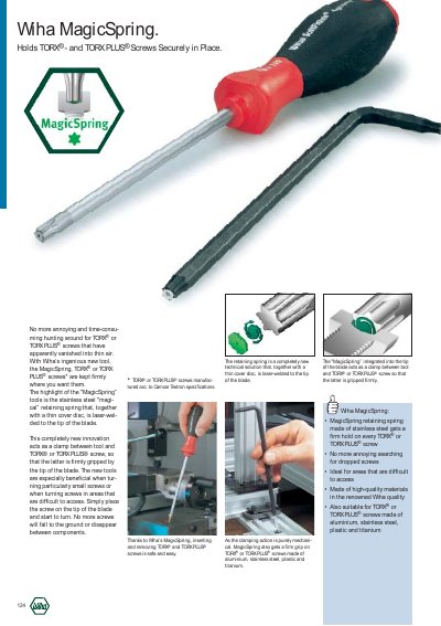 Wiha 124 MagicSpring Tool Product Leaflet - cover page