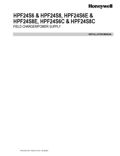 Honeywell HPF24S6 HPF24S8 HPF24S6E HPF24S8E HPF24S6C HPF24S8C Installation Guide - cover page