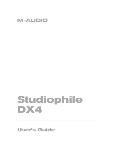 M-Audio Studiophile DX4 User Manual - cover page